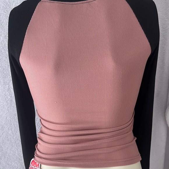 Ribbed Long Sleeve Top Pink Black History 1988 Graphic Tee - Picture 4 of 5